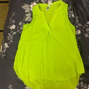 Lime Green Sleeveless Blouse